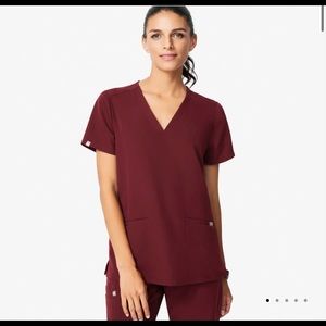 Figs Casma Three Pocket Scrub Top XXL burgundy